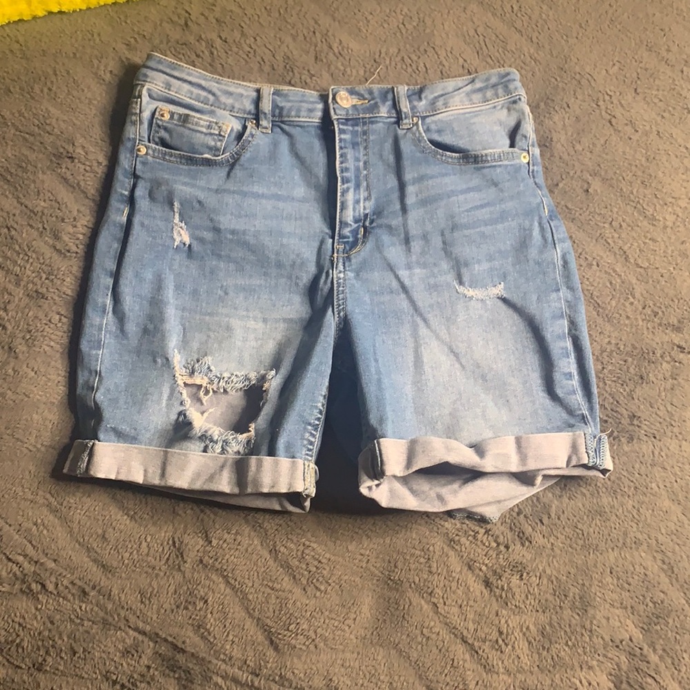 Ripped jean shorts